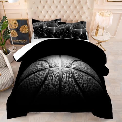 Kxry Black Basketball Comforter Set Full Size