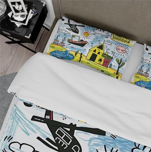 HOBBOY Kids Duvet Cover Set 3 Pieces Cartoon Design