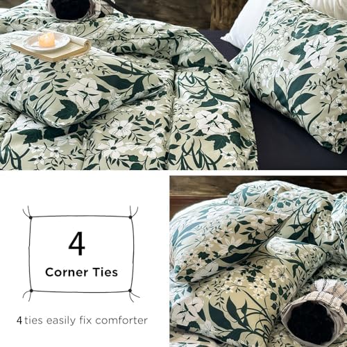 Helthep Green Floral Twin XL Duvet Cover Set 1