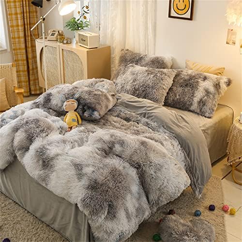 Shaggy Plush Faux Fur Duvet Cover Set Queen