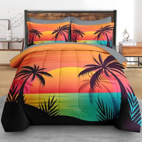 Pamnest Comforter Set Twin Size Beach Sunset Pattern