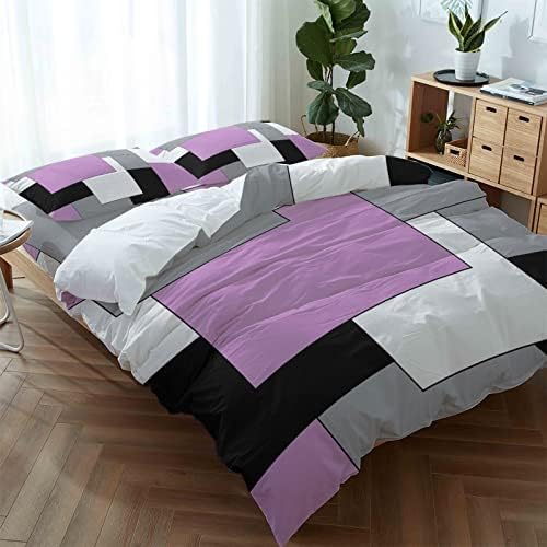 LooPoP 4PCS California King Duvet Cover Set Mid Century Pink Abstract Geometric