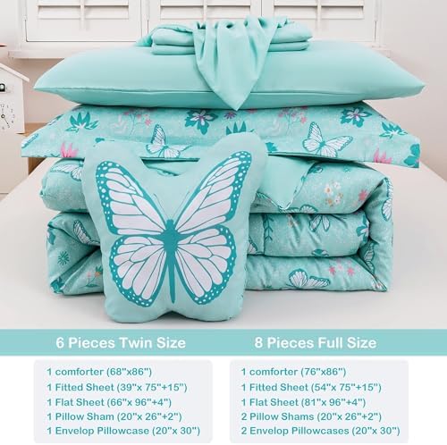 Mooreeke Butterfly Mint Green Kids Bed in a Bag Set