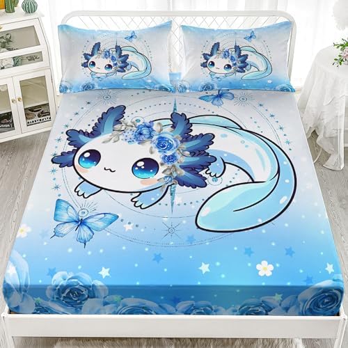 AILONEN Axolotl Fitted Sheet Set Twin Size 3 Pieces