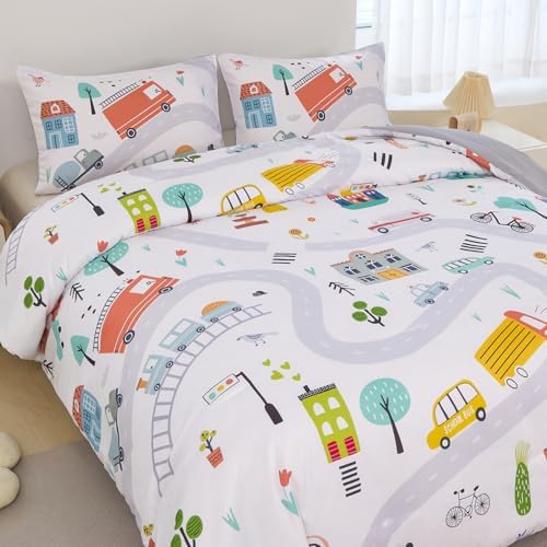 ZRNBAST Twin Comforter Set Cartoon Cars Kids Bedding
