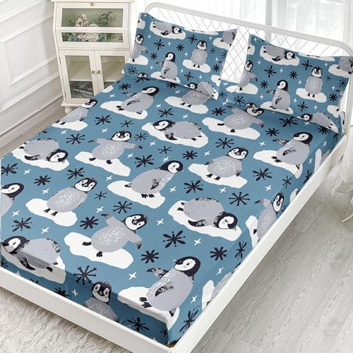 Cute Penguin Kids Sheet Set - 4Pcs Twin Bedding