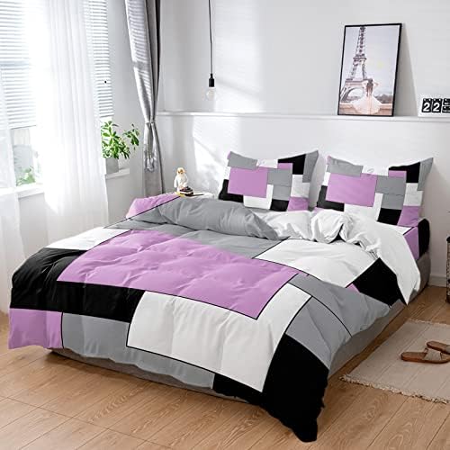 LooPoP 4PCS California King Duvet Cover Set Mid Century Pink Abstract Geometric
