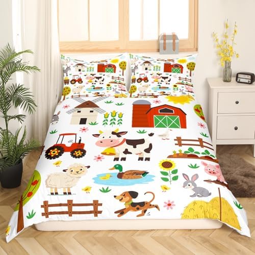 Feelyou Cartoon Tractor Duvet Cover Set Twin Size