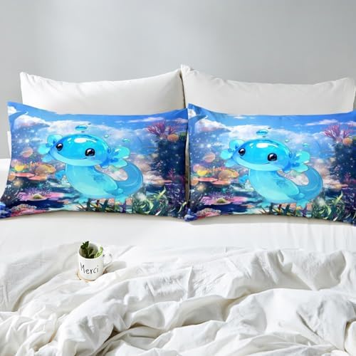 Feelyou Cute Axolotl Fitted Sheet Twin Size Kids Cartoon Bedding Set
