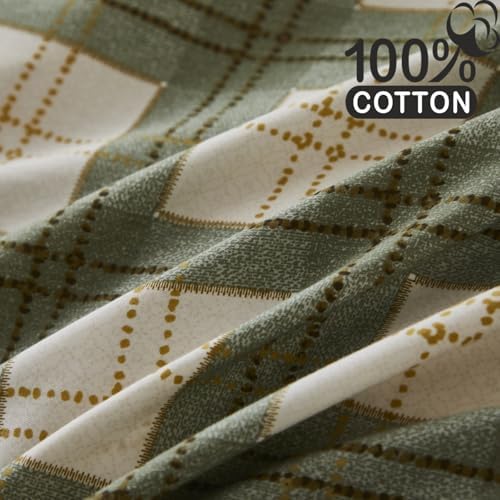 Lemfux Cotton Sage Green Gingham Duvet Cover Set Full Size