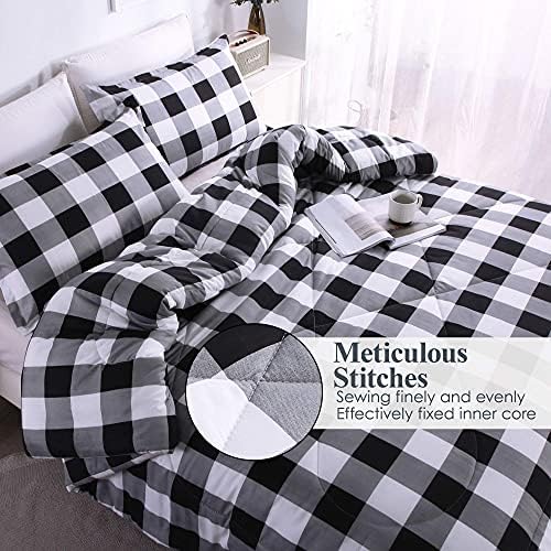 Andency Black Plaid Comforter Set Twin Size 2 Pieces
