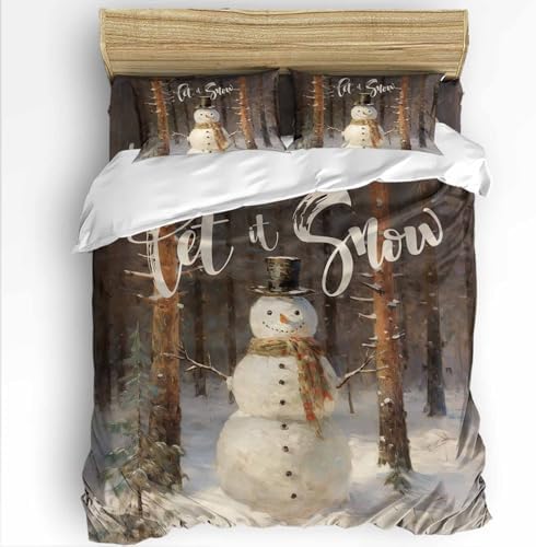 LooPoP Christmas Comforter Set California King 4PCS Snowman Bedding