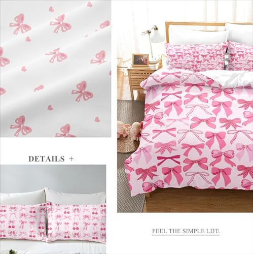 Pink Bow Duvet Cover Set with Pillowcases