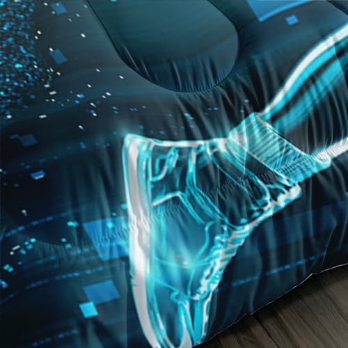 Sports Comforter Set Boys Basketball Full Size Blue Black