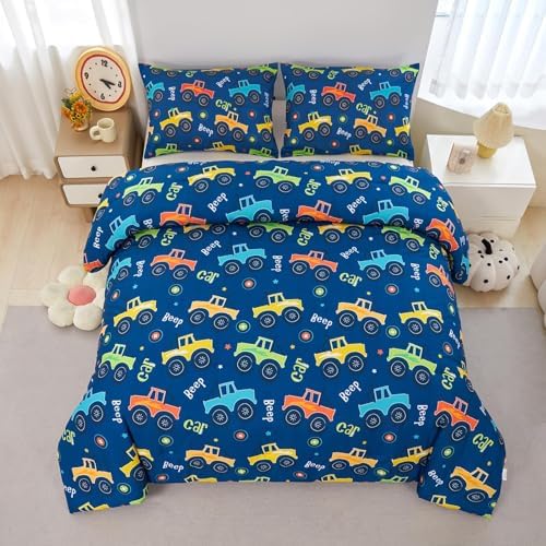 ZRNBAST Cartoon Trucks Comforter Set Twin 3 Pieces 1