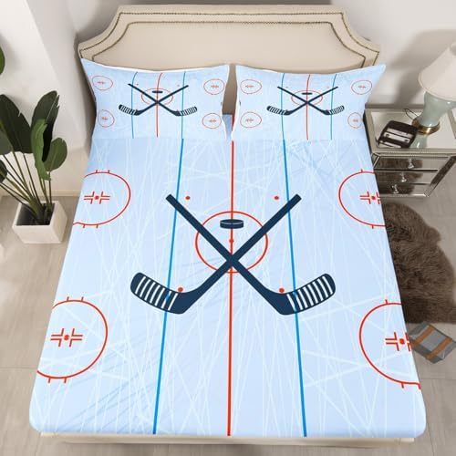 Homewish Ice Hockey Kids Fitted Sheet Set 2Pcs