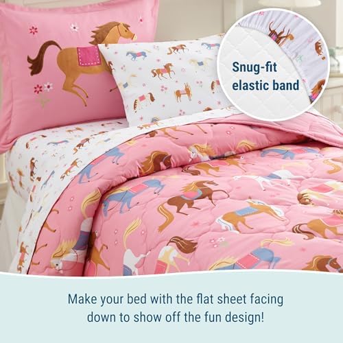 Wildkin Twin Sheet Set - Soft Microfiber with Horses Pattern