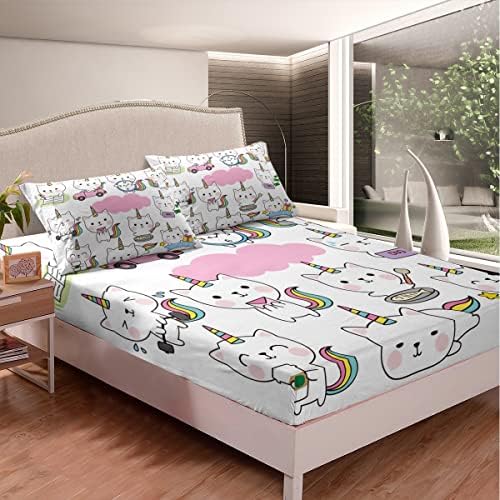 Feelyou 3Pcs Unicorn Cat Bed Sheet Set