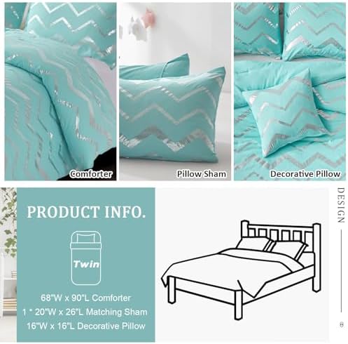 Menghomeus Aqua Comforter Set Twin Size 1