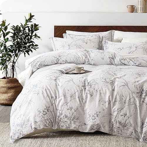 ALEISSEL 2pcs Cotton Duvet Cover Set with Floral Pattern