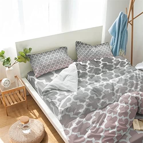 LooPoP 4PCS California King Duvet Cover Set with Retro Moroccan Design