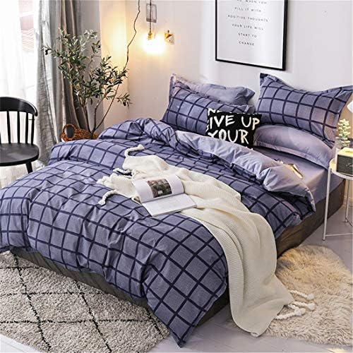 Homebed Grid Plaid Duvet Cover Set Queen