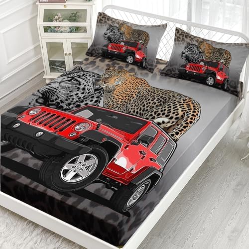 AILONEN Leopard Print Fitted Sheet Set Twin Size