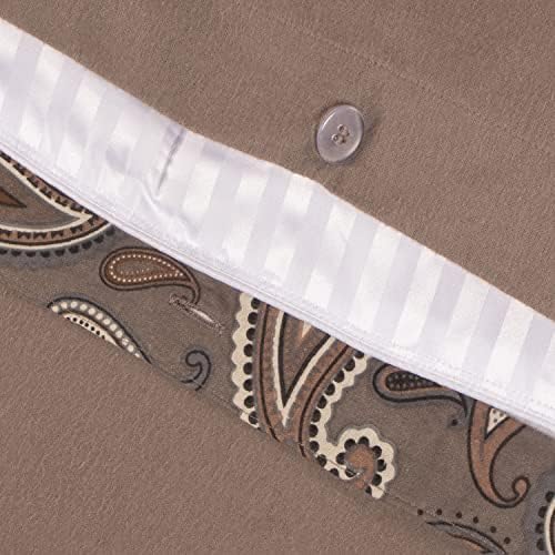 Superior Premium Cotton Flannel Duvet Cover Set - Grey Paisley FullQueen