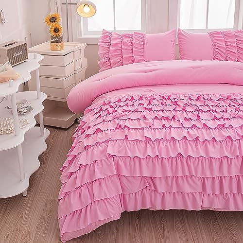 Pink Comforter Set Twin 5 Pcs Girls Bed in a Bag
