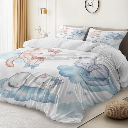 Soft Cartoon Cat Duvet Cover Set Twin XL