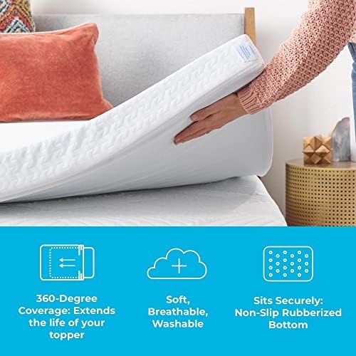 Linenspa 2 Inch Mattress Topper Cover - White