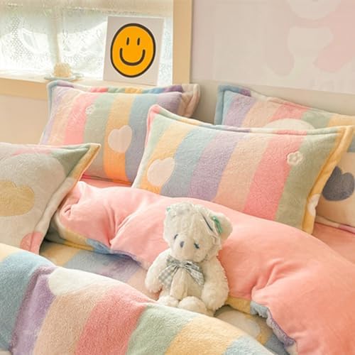 MorroMorn Pink Rainbow Duvet Cover Set for Girls Kids