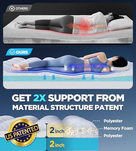 Biteany Dual Layer Mattress Topper for Pain Relief and Support