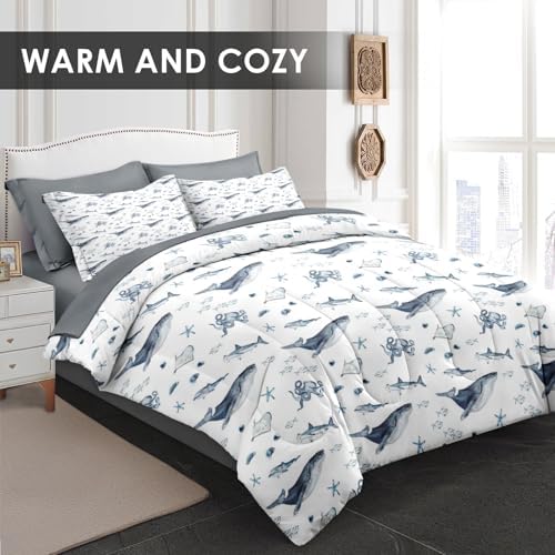 Pamnest Comforter Set Twin Size 5 Pcs Underwater Theme Bedding