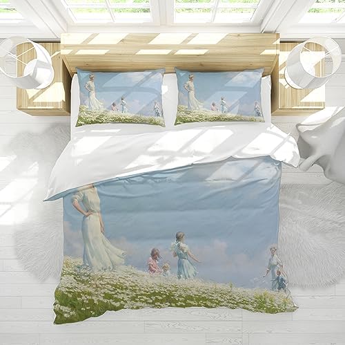 HOBBOY Blue Sky White Daisy Duvet Cover Set 3 Piece Twin XL