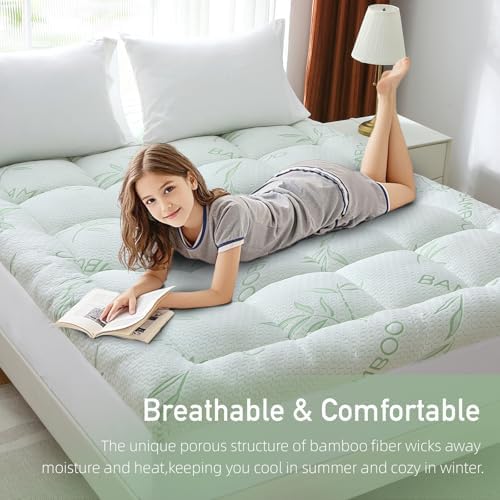 Extra Thick Queen Mattress Topper with Bamboo Viscose