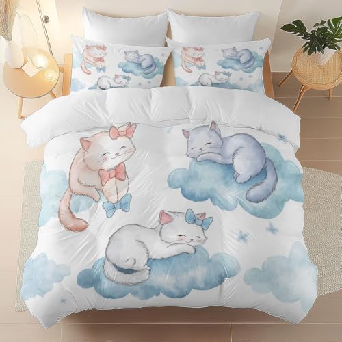Soft Cartoon Cat Duvet Cover Set Twin XL
