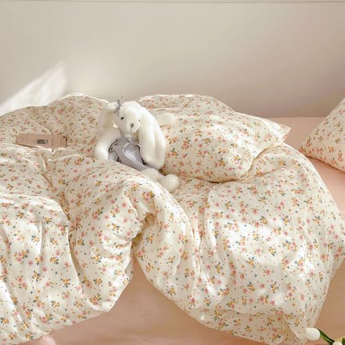 Pink Floral Duvet Cover Set Queen Size