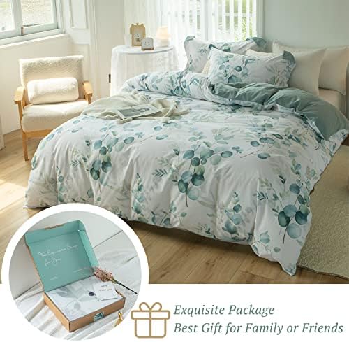 MILDLY Duvet Cover Leaf Pattern Queen Size 3 Pc Set