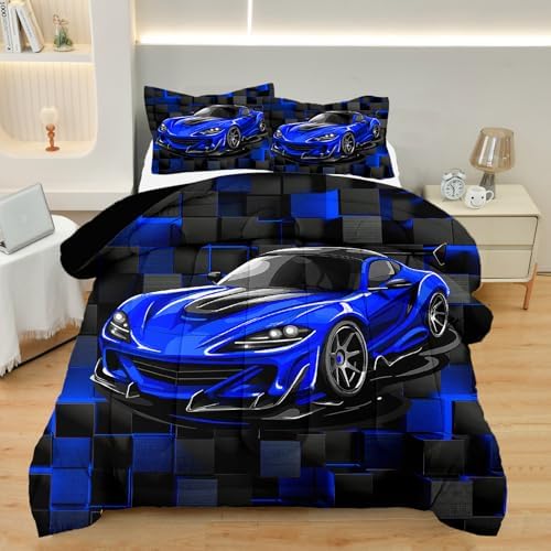 Race Car Comforter Set Twin Size for Boys