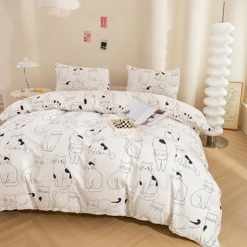 ECOCOTT Duvet Cover Set 3 Pcs Cartoon Cats Print