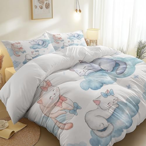 Soft Cartoon Cat Duvet Cover Set Twin XL