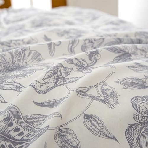 JETAYU Floral Microfiber Duvet Cover Set - Queen 3 Piece with Zipper