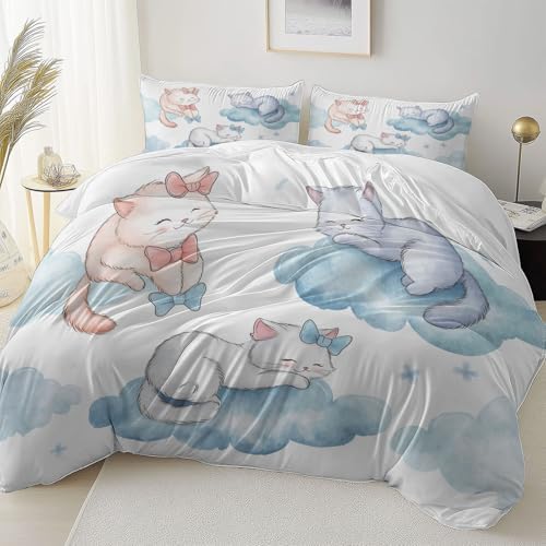 Soft Cartoon Cat Duvet Cover Set Twin XL
