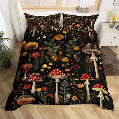 Feelyou Mushroom Duvet Cover Set Queen Size 3D Print