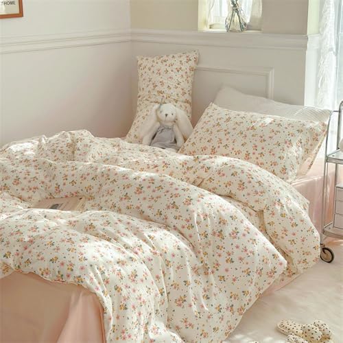 Pink Floral Duvet Cover Set Queen Size