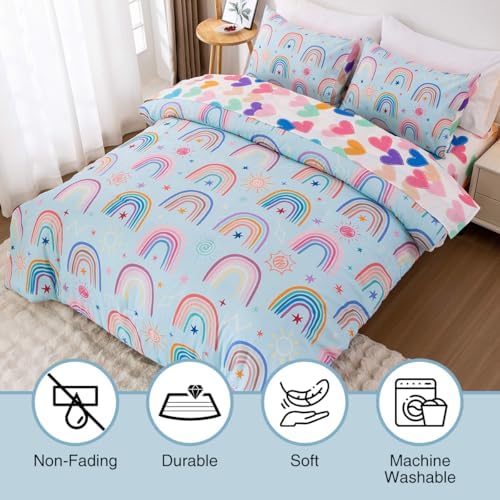 Holawakaka Boho Rainbow Comforter Set with Sheets - Twin Size