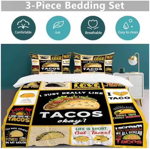 Taco Lover Bedding Set - Soft Duvet Cover with Pillowcases