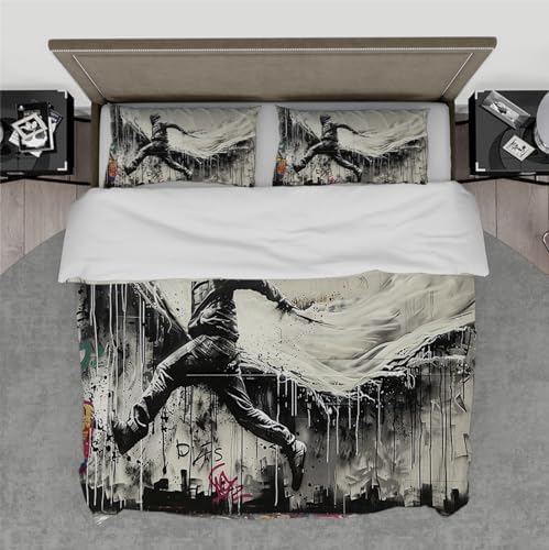HOBBOY Hip Hop Graffiti Duvet Cover Set 3pc Twin XL