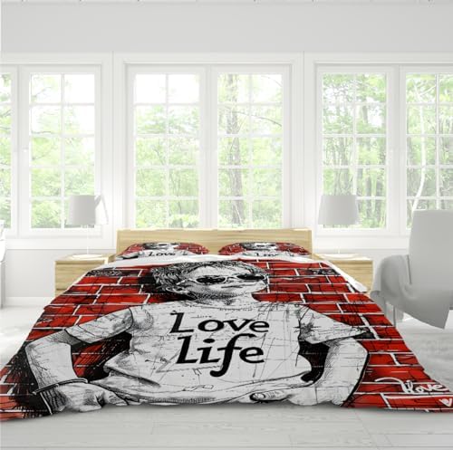 MUKULING Pop Art Duvet Cover Set 3 Pieces Hip Hop Boy Wearing Sunglasses